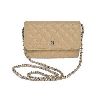 Chanel Lambskin Leather Flap Bag A33814 Apricot Silver Chanel Lambskin Leather Flap Bag A33814 Apricot Silver