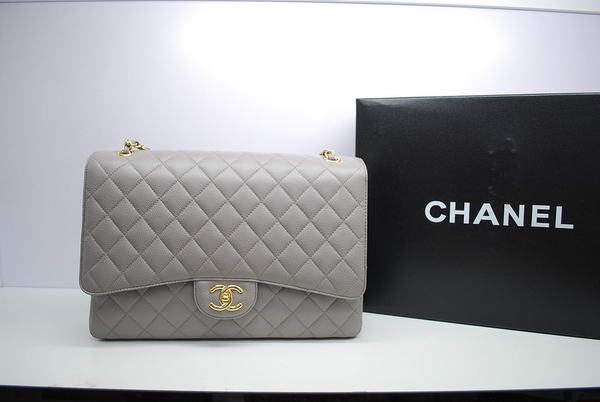 Chanel Maxi Double Flaps Bag A36098 Grey Original Caviar Leather Gold Chanel Maxi Double Flaps Bag A36098 Grey Original Caviar Leather Gold