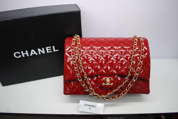 Chanel Maxi Double Flaps Bag A36098 Red Original Patent Leather Gold Chanel Maxi Double Flaps Bag A36098 Red Original Patent Leather Gold