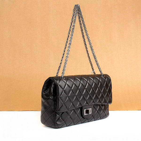 Chanel Classic Bags A40711 Black Lambskin Leather Silver