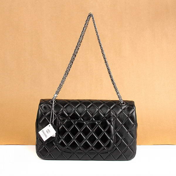 Chanel Classic Bags A40711 Black Lambskin Leather Silver