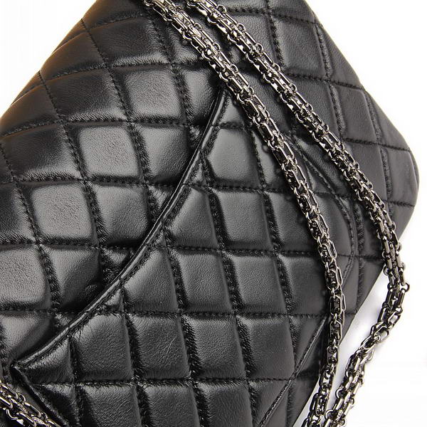 Chanel Classic Bags A40711 Black Lambskin Leather Silver