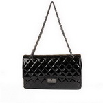 Chanel Classic Bags A40711 Black Patent Leather Silver