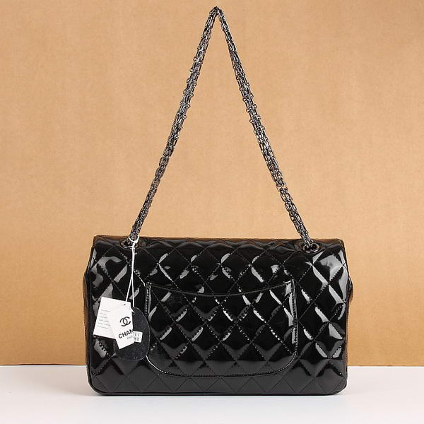 Chanel Classic Bags A40711 Black Patent Leather Silver