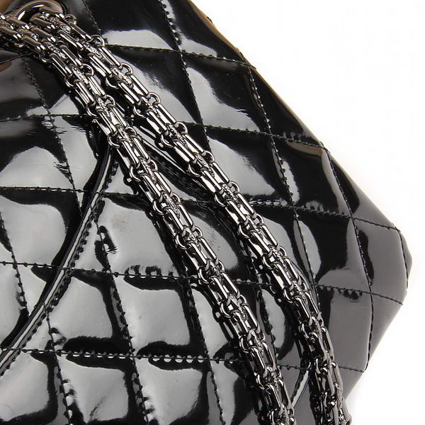 Chanel Classic Bags A40711 Black Patent Leather Silver