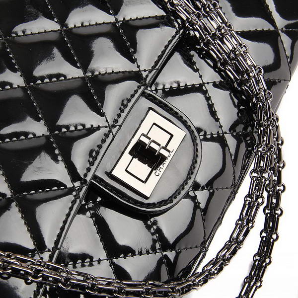 Chanel Classic Bags A40711 Black Patent Leather Silver