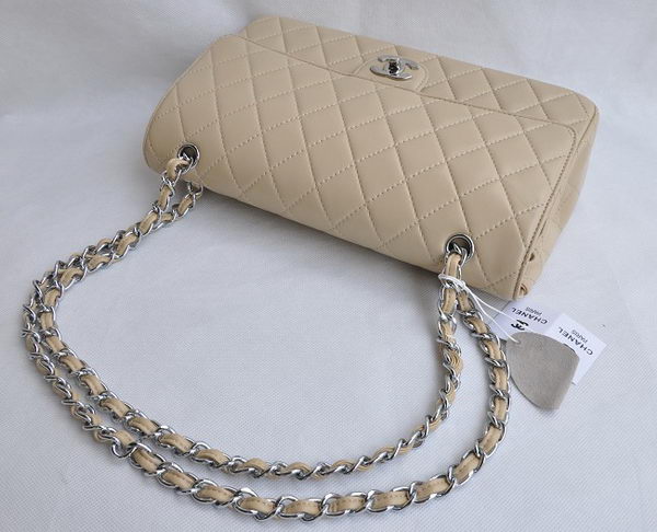 Chanel Classic 2.55 Series Apricot Lambskin Silver Chain Quilted Flap Bag 1113 Chanel Classic 2.55 Series Apricot Lambskin Silver Chain Quilted Flap Bag 1113