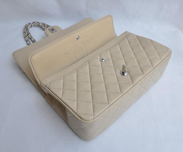 Chanel Classic 2.55 Series Apricot Lambskin Silver Chain Quilted Flap Bag 1113 Chanel Classic 2.55 Series Apricot Lambskin Silver Chain Quilted Flap Bag 1113
