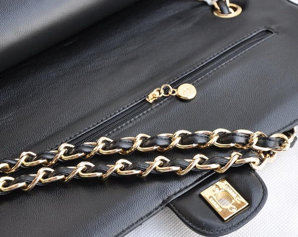 Chanel Classic 2.55 Series Black Lambskin Golden Chain Quilted Flap Bag 1113 Chanel Classic 2.55 Series Black Lambskin Golden Chain Quilted Flap Bag 1113