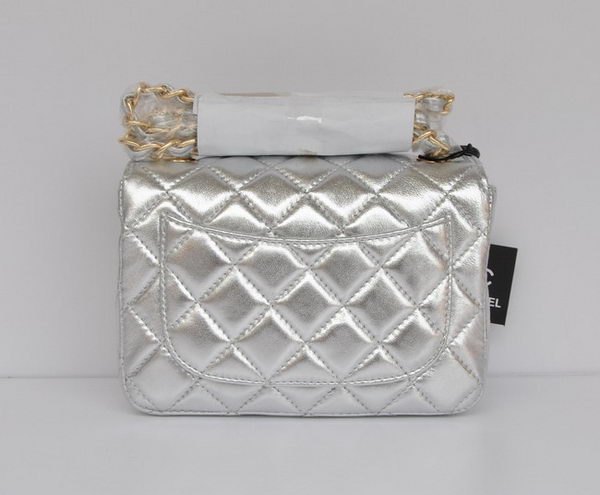 Chanel Classic Light Silver Lambskin Golden Chain Quilted Flap Bag Chanel Classic Light Silver Lambskin Golden Chain Quilted Flap Bag