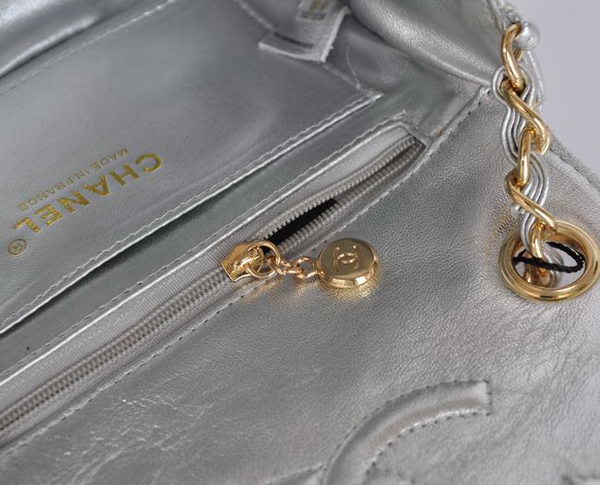 Chanel Classic Light Silver Lambskin Golden Chain Quilted Flap Bag Chanel Classic Light Silver Lambskin Golden Chain Quilted Flap Bag