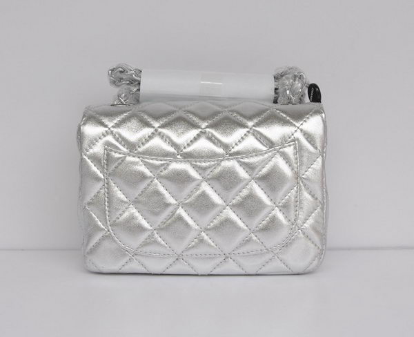 Chanel Classic Light Silver Lambskin Silver Chain Quilted Flap Bag 1115 Chanel Classic Light Silver Lambskin Silver Chain Quilted Flap Bag 1115