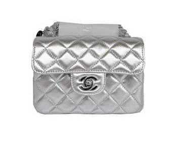 Cheap Chanel Classic mini Flap Bag 1115 Light Silver Sheepskin Silver Hardware Cheap Chanel Classic mini Flap Bag 1115 Light Silver Sheepskin Silver Hardware