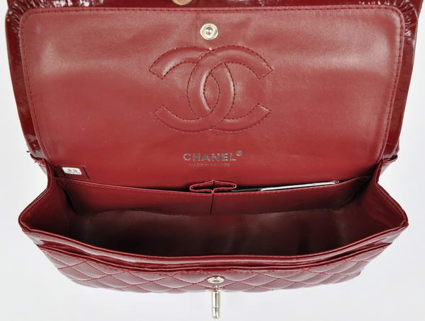 Cheap Chanel 2.55 Series Flap Bag 1112 Maroon Patent Leather Silver Hardware