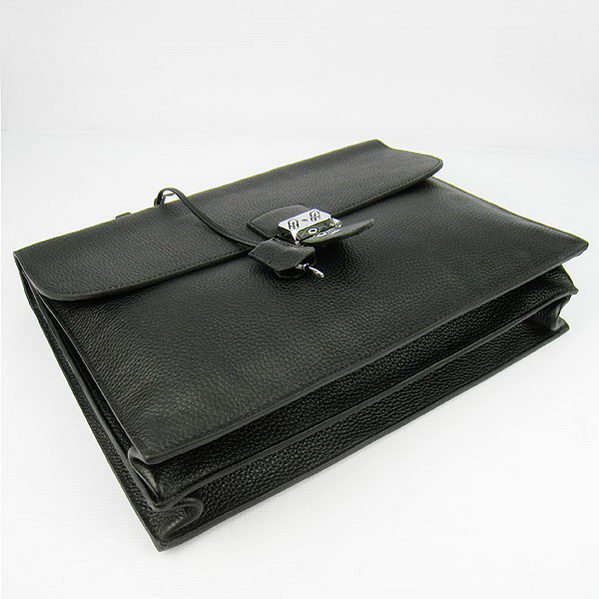 Hermes Sac Depeche 38cm Briefcase Clemence Black Hermes Sac Depeche 38cm Briefcase Clemence Black