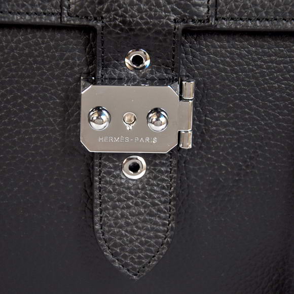 Hermes Sac Depeche 38cm Briefcase Clemence Black Hermes Sac Depeche 38cm Briefcase Clemence Black