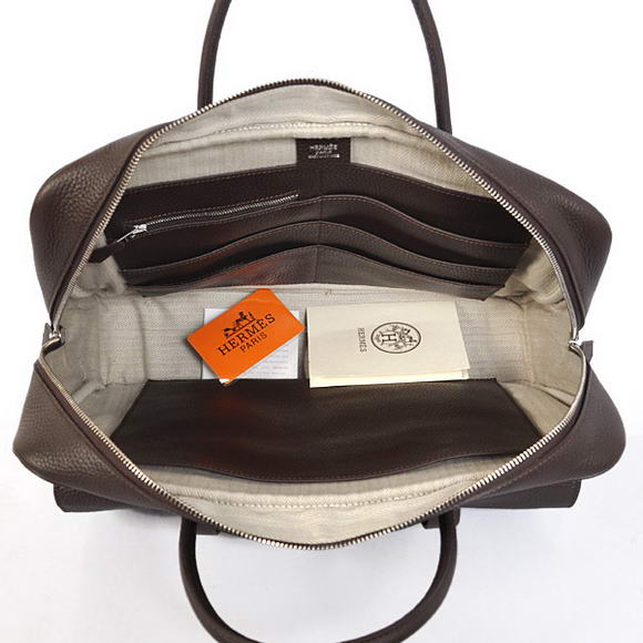 Hermes Steve 38CM Travel Bag Clemence Leather Brown Hermes Steve 38CM Travel Bag Clemence Leather Brown