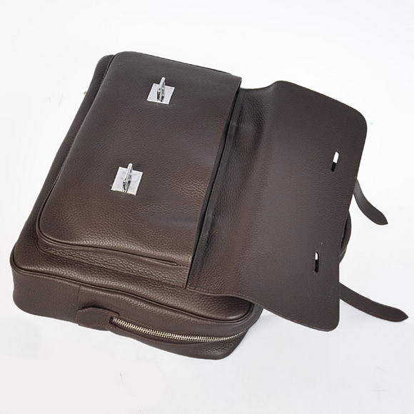 Hermes Steve 38CM Travel Bag Clemence Leather Brown Hermes Steve 38CM Travel Bag Clemence Leather Brown