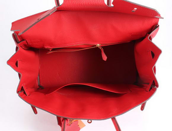 Hermes Birkin 35CM Togo Leather Handbag 6089 Red Golden
