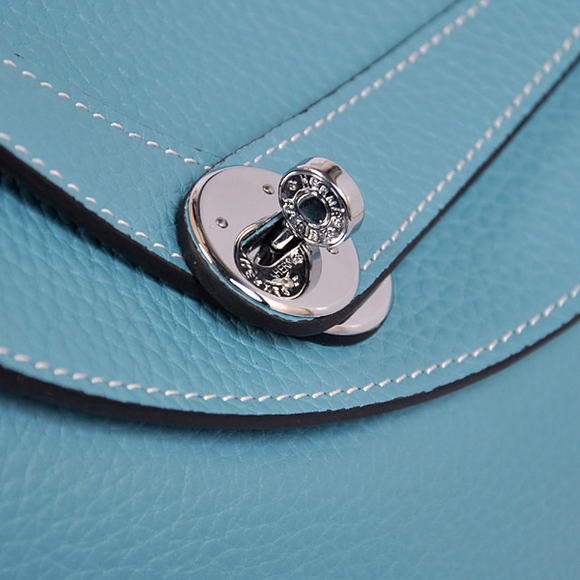 Hermes Lindy 30CM Havanne Handbags 1057 Light Blue Leather Silver Hardware Hermes Lindy 30CM Havanne Handbags 1057 Light Blue Leather Silver Hardware