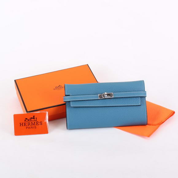 Hermes Kelly Bi-Fold Wallet A708 Blue