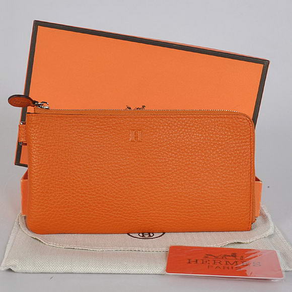 Hermes Zipper Cards Wallet Togo Leather A908 Orange Hermes Zipper Cards Wallet Togo Leather A908 Orange