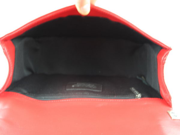 Chanel A67025 Le Boy Flap Shoulder Bag In Red Sheepskin Leather Chanel A67025 Le Boy Flap Shoulder Bag In Red Sheepskin Leather