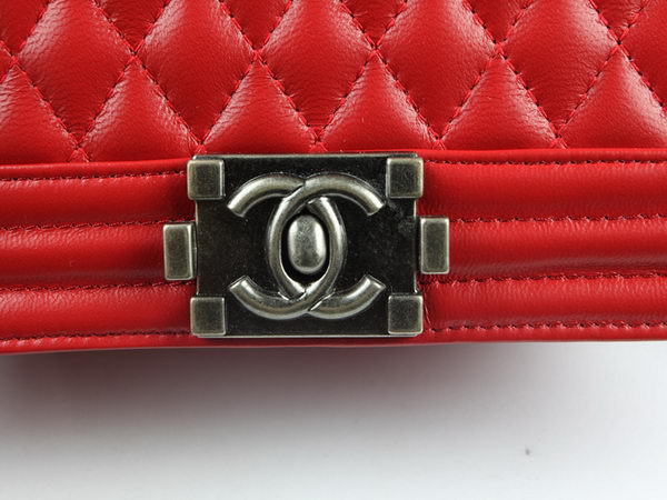 Chanel A67025 Le Boy Flap Shoulder Bag In Red Sheepskin Leather Chanel A67025 Le Boy Flap Shoulder Bag In Red Sheepskin Leather