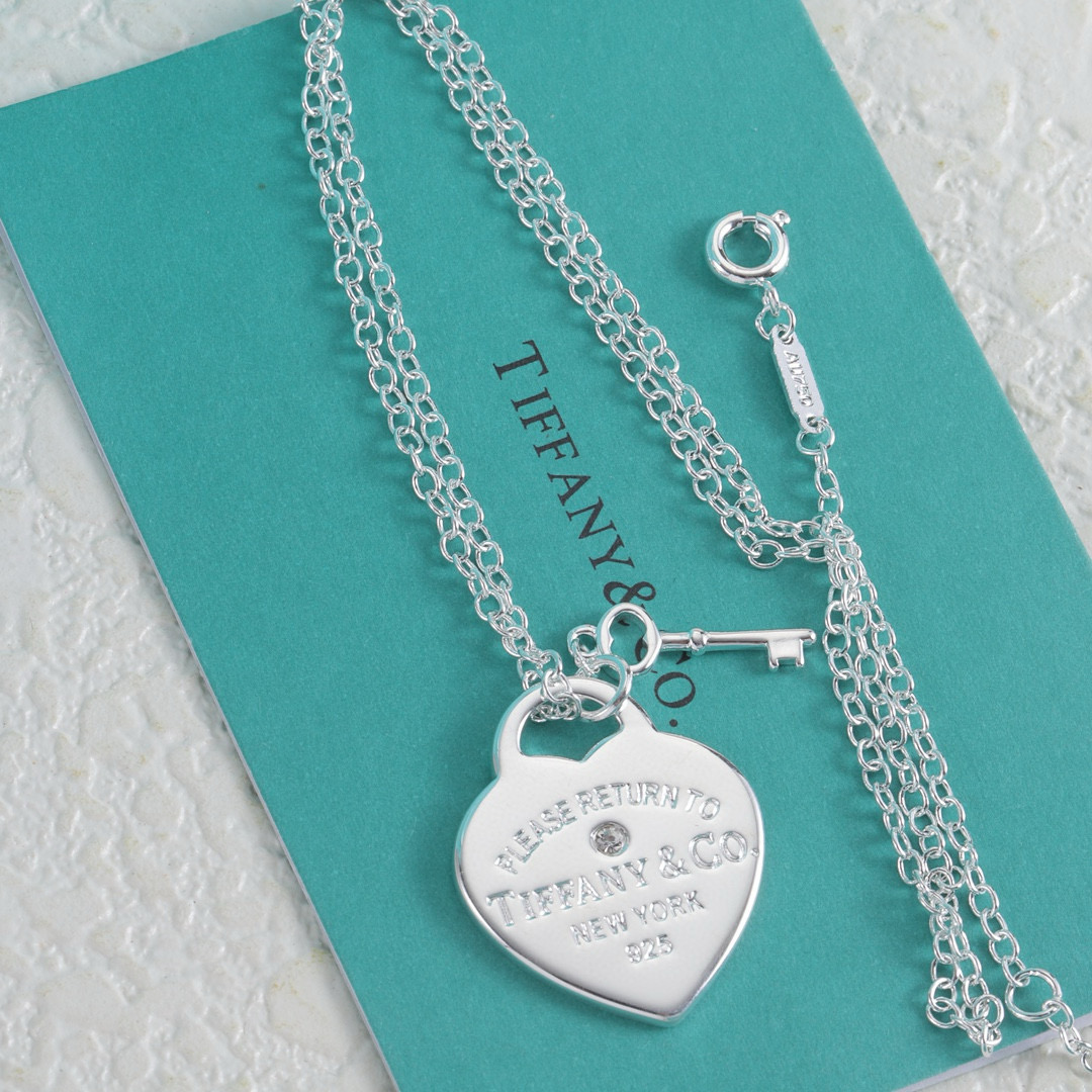 Tiffany Heart Tag and Key Necklace TF80765 Tiffany Heart Tag and Key Necklace TF80765