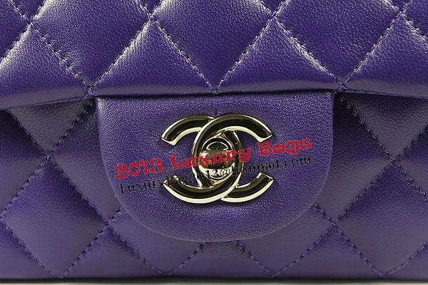 Chanel Classic MINI Flap Bag Violet Original Sheep Leather CF1115 Silver