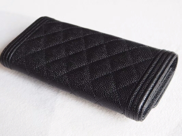 Chanel Boy Matelasse Long Wallet Calfskin Leather CHA5264 Black Chanel Boy Matelasse Long Wallet Calfskin Leather CHA5264 Black