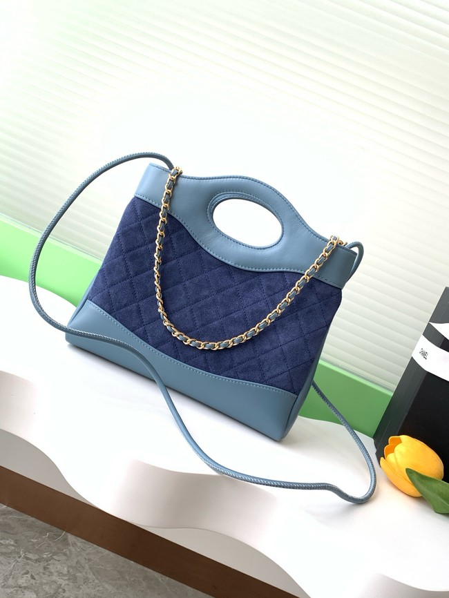 CHANEL 31 MINI SHOPPING BAG Suede Calfskin AS4133 dark blue