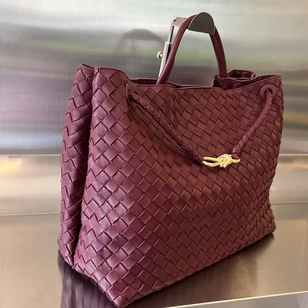 Bottega Veneta Andiamo Pepites Original Leather Large Bag 743575 Wine