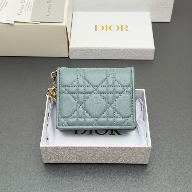 LADY DIOR LOTUS WALLET CANNAGE LAMBSKIN S0178 blue LADY DIOR LOTUS WALLET CANNAGE LAMBSKIN S0178 blue