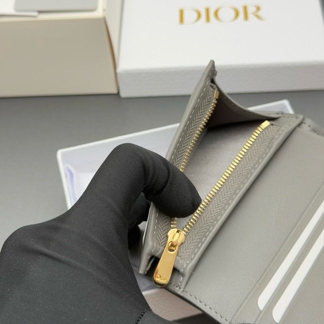 LADY DIOR LOTUS WALLET CANNAGE LAMBSKIN S0178 gray