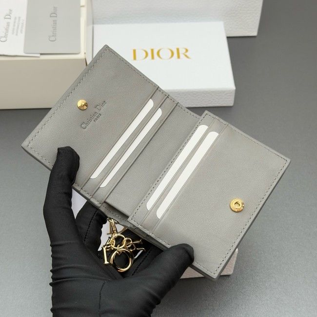 LADY DIOR LOTUS WALLET CANNAGE LAMBSKIN S0178 gray