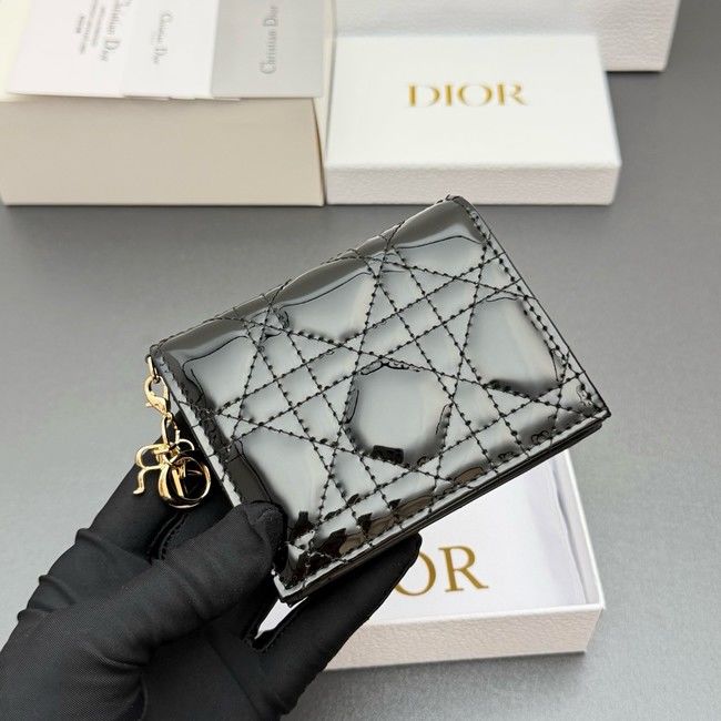 LADY DIOR LOTUS WALLET patent leather S0178 black LADY DIOR LOTUS WALLET patent leather S0178 black