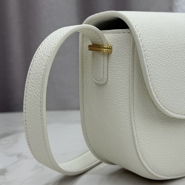 Medium Dior Medaillon Flap Bag Grained Calfskin M3920QD Latte