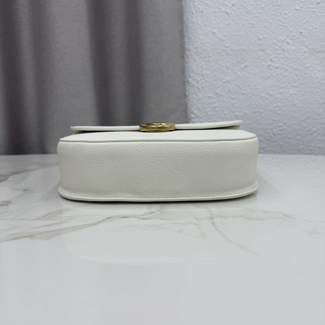 Medium Dior Medaillon Flap Bag Grained Calfskin M3920QD Latte