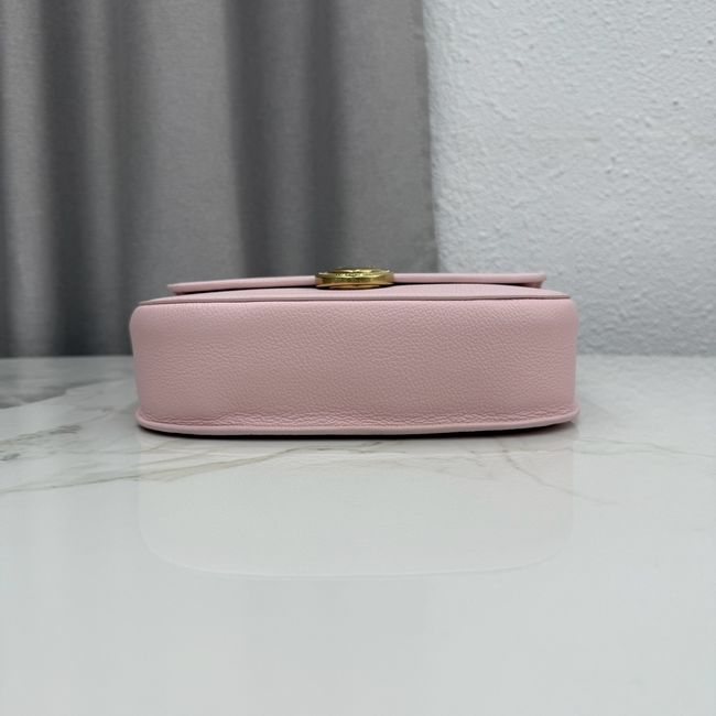 Medium Dior Medaillon Flap Bag Grained Calfskin M3920QD Rose Tendre