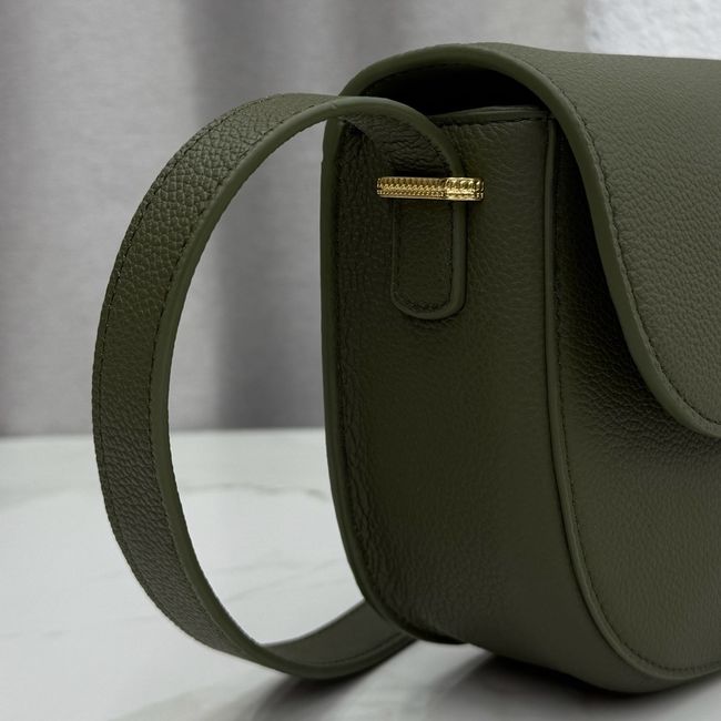 Medium Dior Medaillon Flap Bag Grained Calfskin M3920QD Khaki