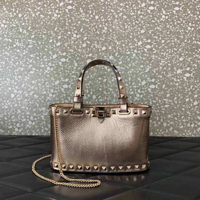 VALENTINO ROCKSTUD mini grained calfskin bag SHI16 Champagne gold VALENTINO ROCKSTUD mini grained calfskin bag SHI16 Champagne gold