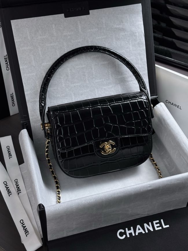 CHANEL Mini Flap Bag with Top Handle AS6424 black CHANEL Mini Flap Bag with Top Handle AS6424 black
