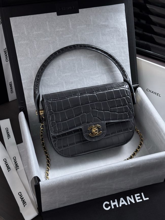 CHANEL Mini Flap Bag with Top Handle AS6424 dark blue CHANEL Mini Flap Bag with Top Handle AS6424 dark blue
