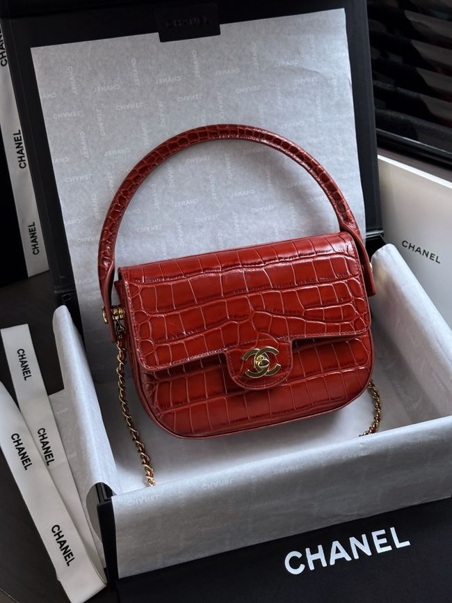 CHANEL Mini Flap Bag with Top Handle AS6424 red CHANEL Mini Flap Bag with Top Handle AS6424 red
