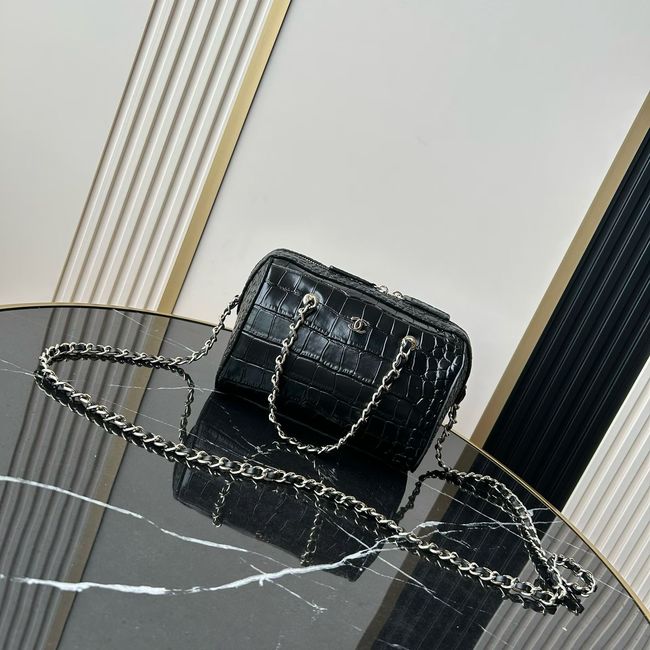 Chanel Clutch with chain Crocodile Embossed AS4474 Black
