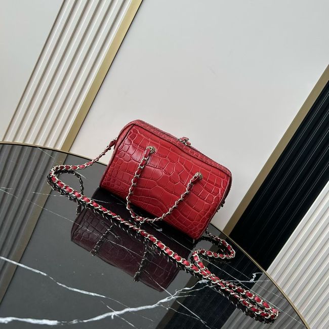 Chanel Clutch with chain Crocodile Embossed AS4474 red Chanel Clutch with chain Crocodile Embossed AS4474 red