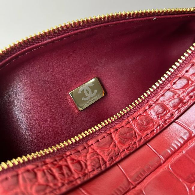 Chanel Clutch with chain Crocodile Embossed AS4474 red Chanel Clutch with chain Crocodile Embossed AS4474 red