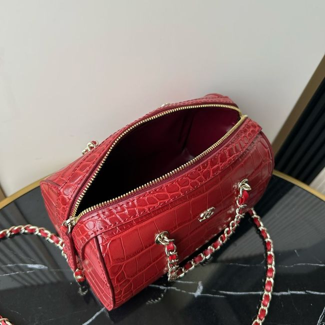 Chanel Clutch with chain Crocodile Embossed AS4474 red Chanel Clutch with chain Crocodile Embossed AS4474 red