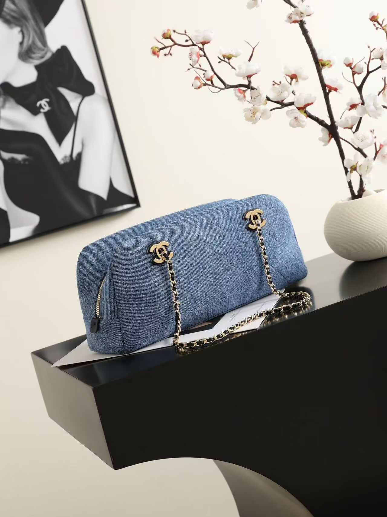 CHANEL Top Handle Shoulder Bag 6301 Denim Blue CHANEL Top Handle Shoulder Bag 6301 Denim Blue